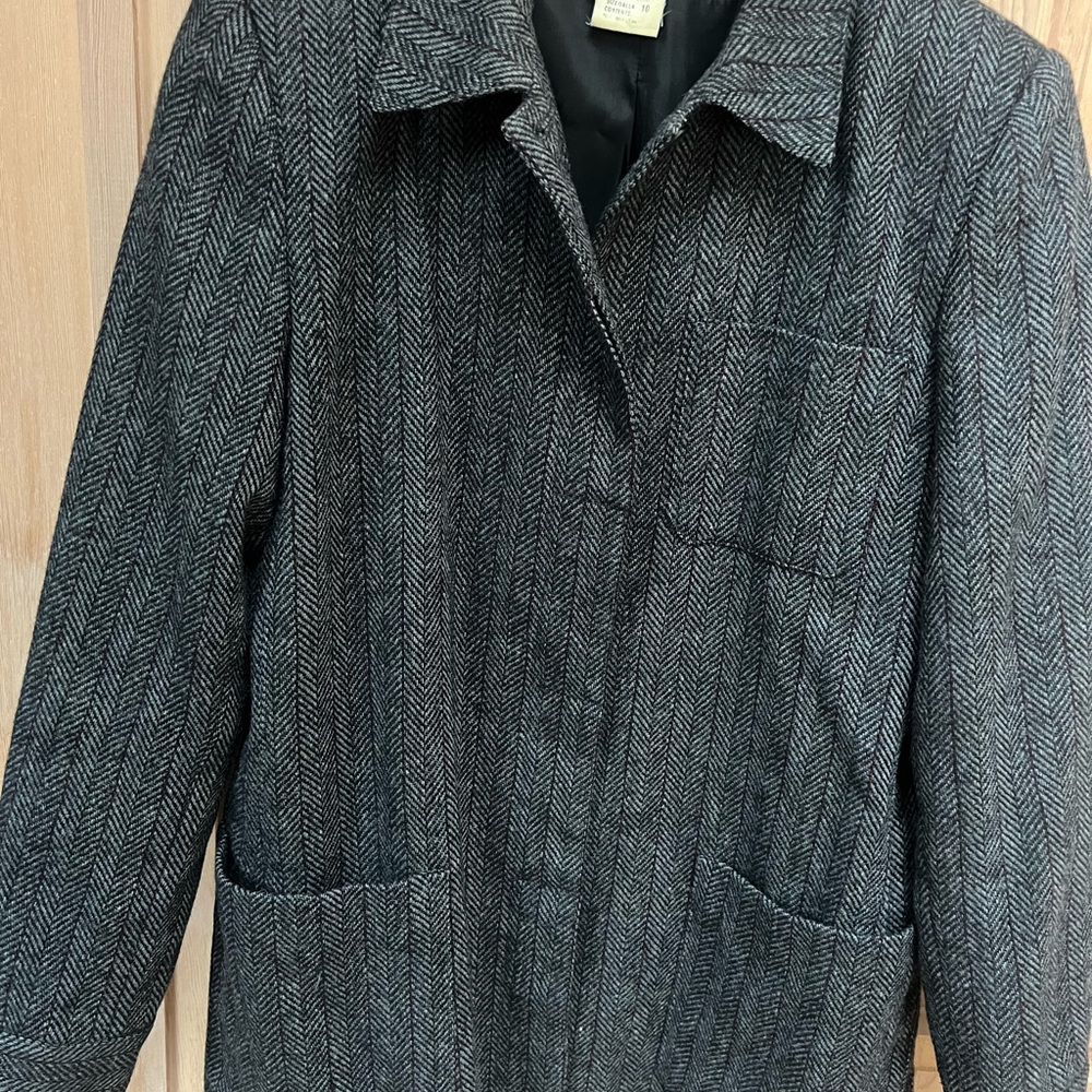 Harve Benard Black and Gray Wool Blazer / Car Coat